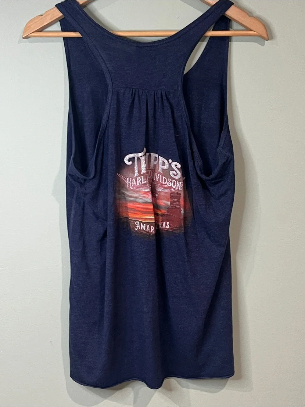 Harley-Davidson Navy Blue Tank Top with Orange Logo